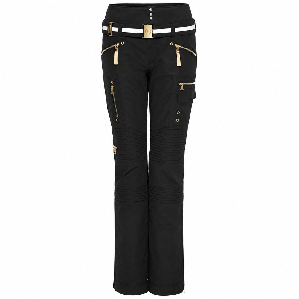 Bogner Gwenn Ski Pants Womens 8 Long Black Gold Belt Waterproof Luxury Snow